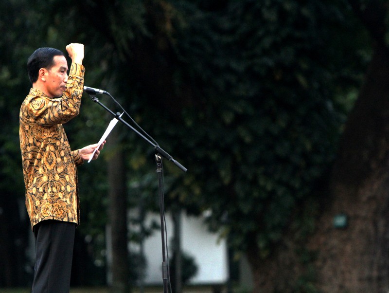 Presiden Jokowi Saat Melepas 522 Atlet di halaman Istana Merdeka