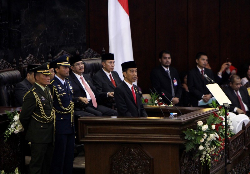 Presiden Joko Widodo Saat Berikan Penjelasan Di Sidang MPR Tahunan 2015