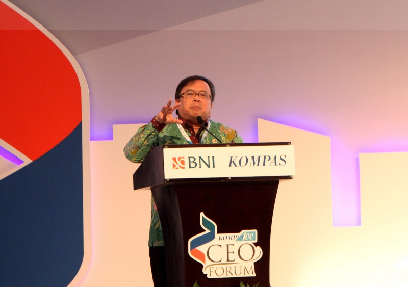 Menteri Keuangan Bambang Brodjonegoro Memaparkan Kondisi Perekonomian Indonesia dalam CEO Forum di JCC Jakarta
