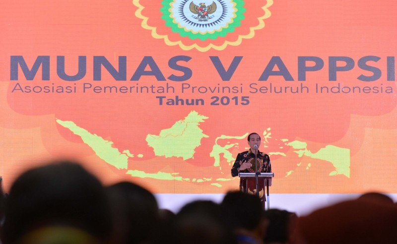 Presiden Joko Widodo Membuka Asosiasi Pemerintah Provinsi Seluruh Indonesia Tahun 2015 di Sulawesi Selatan