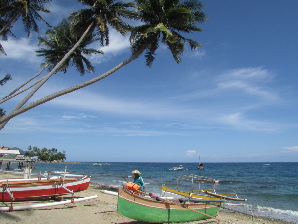 Pantai Botu Barani, mendayung sekitar 100 meter dari bibir pantai inilah Anda akan bertemu si hiu paus nan ramah
