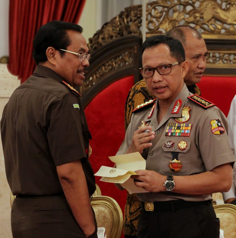 Kapolri Tito Karnavian bersama Jaksa Agung HM Prasetyo di Istana Negara