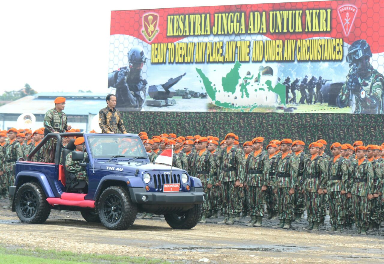 Kunjungan Presiden Joko Widodo ke Markas Komando Pasukan Khas di Lanud Sulaiman, Bandung, Jawa Barat