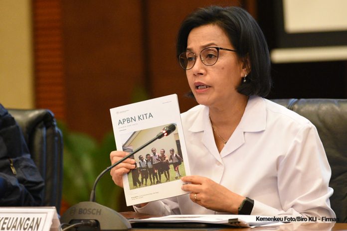 Menkeu Sri Mulyani Indrawati menyampaikan perkembangan penyerapan APBN Kwartal III,2019, di Kemenkeu, Jakarta, Senin (18 Nov). (Foto Humas Kemenkeu)