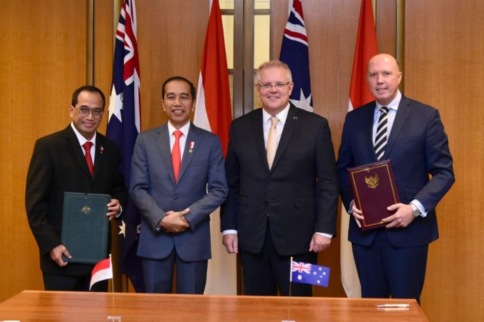 Presiden Joko Widodo menyambangi Gedung Parlemen, Canberra, Australia, pada Senin, 10 Februari 2020. Presiden bertemu dengan Perdana Menteri Australia Scott Morrison.