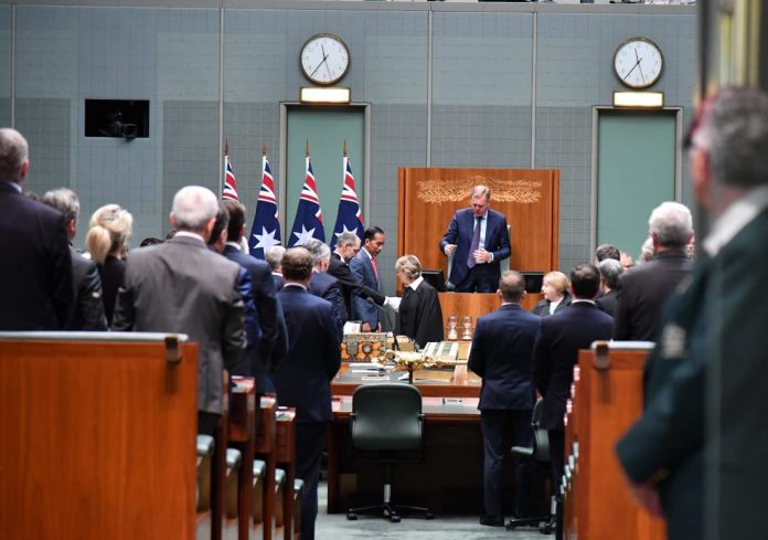 Presiden Joko Widodo pidato dihadapan anggota parlemen Australia, di Gedung Parlemen, Canberra, Australia, pada Senin, 10 Februari 2020