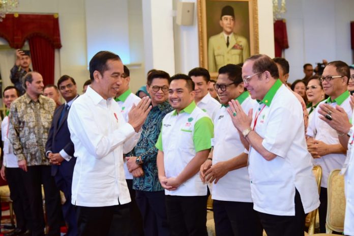 Presiden Joko Widodo membuka The 2nd Asian Agriculture and Food Forum 2020 sekaligus Musyawarah Nasional Himpunan Kerukunan Tani Indonesia di Istana Negara, Jakarta, pada Kamis, 12 Maret 2020