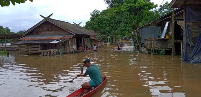 Kondisi Banjir di Kab. Lamandau, Provinsi Kalimantan Tengah, pada Sabtu 27 Juni 2020
