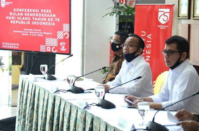 Konferensi pers bulan Kemendekaan Hari Ulang Tahun ke-75 Republik Indonesia