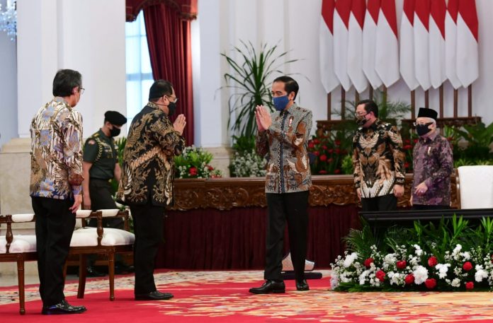 Presiden Jokowi dalam sambutannya di acara penyampaian laporan hasil pemeriksaan atas laporan keuangan pemerintah pusat (LHP LKPP) tahun 2019 di Istana Negara, pada Senin, 20 Juli 2020