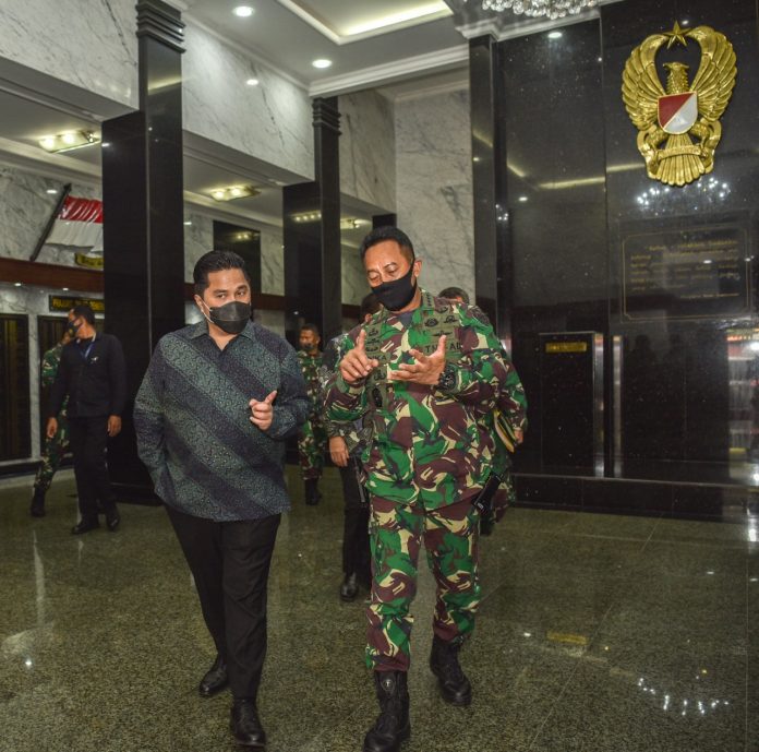 Erick Thohir berkunjung ke Markas TNI AD di Jakarta, Jumat 7 Agustus 2020