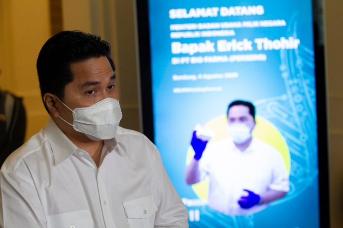 Menteri Badan Usaha Milik Negara Erick Thohir, yang juga Ketua Pelaksana Komite Penanganan Covid-19 dan Pemulihan Ekonomi Nasional