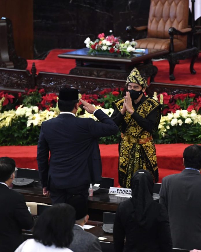 Presiden Joko Widodo di Sidang Tahunan MPR dan Sidang Bersama DPR dan DPD di Ruang Rapat Paripurna, Gedung Nusantara MPR,DPR,DPD RI