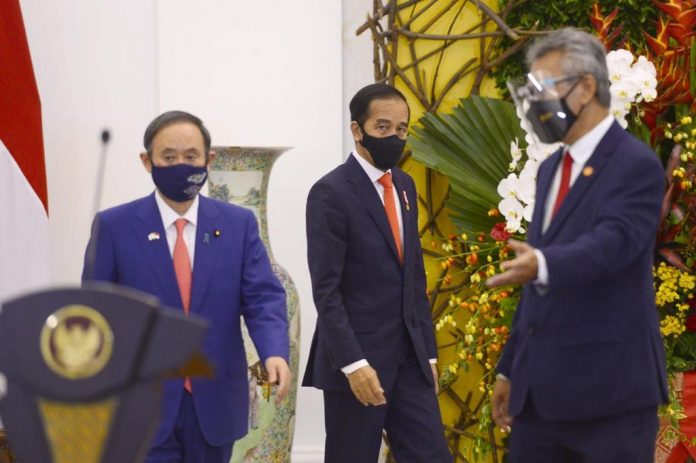 Presiden Joko Widodo menerima kunjungan kenegaraan Perdana Menteri Jepang Yoshihide Suga di Istana Kepresidenan Bogor