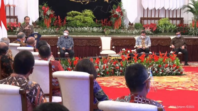 Presiden Joko Widodo meresmikan pembukaan Rapat Kerja Nasional Kementerian Perdagangan Tahun 2021