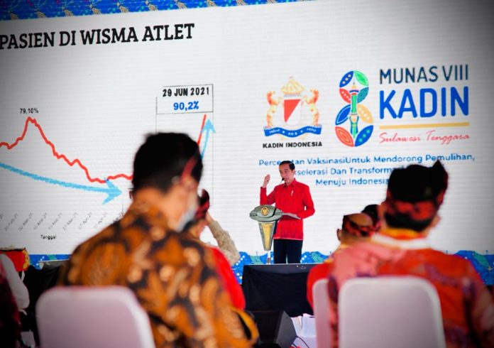Presiden Joko Widodo membuka Musyawarah Nasional VIII Kamar Dagang dan Industri Tahun 2021