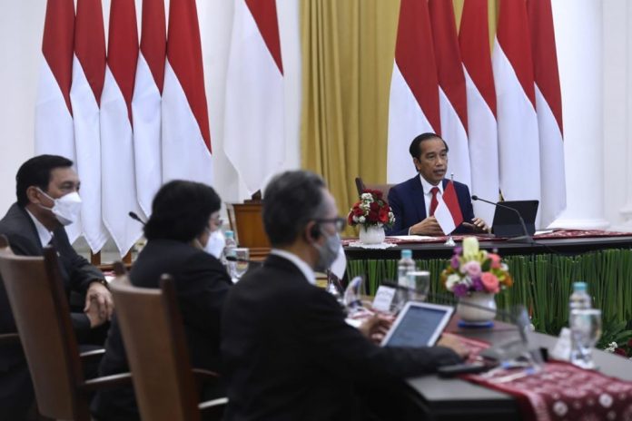 Presiden Joko Widodo dalam pidatonya pada pertemuan Major Economies Forum on Energy and Climate 2021 melalui konferensi video dari Istana Kepresidenan Bogor