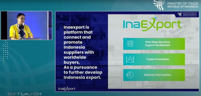 Wamendag Jerry Sambuaga meluncurkan platform pelayanan satu pintu fasilitasi ekspor nonmigas InaExport, Senin (11 April 2022) secara hibrida dari Bogor, Jawa Barat. (Foto Humas Kemendag)