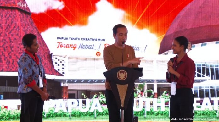 Presiden RI Joko Widodo (Jokowi), Selasa (21 Maret 2023), meresmikan Papua Youth Creative Hub (PYCH), di Kota Jayapura. Papua