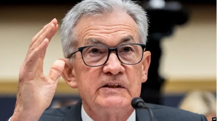 Ketua Bank Sentral AS (the Fed), Jerome Powell berbicara di depan Komisi Keuangan DPR AS di Washington DC, hari Rabu (21 Jun) the Fed