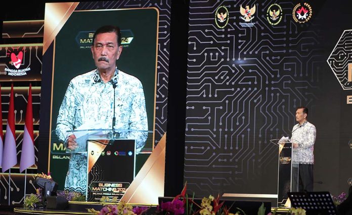 Menko Marves Luhut Binsar Pandjaitan pada Business Matching Belanja Produk Dalam Negeri (PDN) Tahun 2024 yang digelar di Bali, Kamis (7 Maret 2024). Foto Kemenko Marves