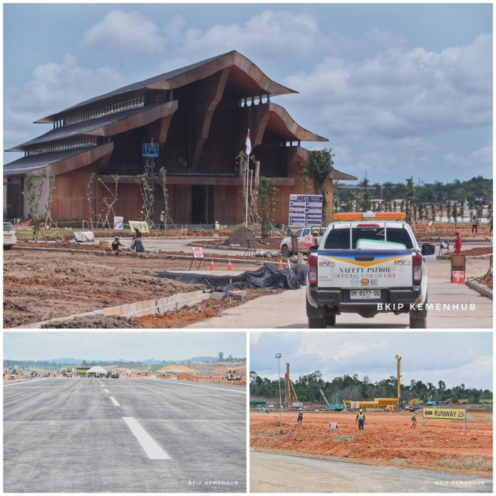 Pengerjaan pembangunan Bandara Nusantara di IKN. Foto Kemenhub