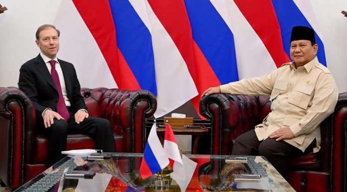 Presiden Prabowo menerima Wakil Perdana Menteri Pertama Federasi Rusia di Ruang Kerja Istana Merdeka, pada Selasa, 15 April 2025 Rusia