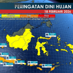 Hujan Lebat Diprakirakan Melanda Aceh hingga Sulawesi Utara pada 18 Februari 2026