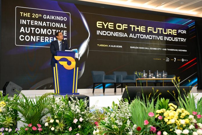 Menkeu Purbaya Yudhi Sadewa saat menghadiri GIIAS 2026 di Tangerang, Banten, Selasa (4 Agustus 2026). (Foto Biro KLI Kemenkeu)